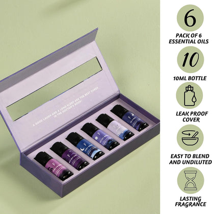 Sleep Essential Oils Set | Set of 6 Pure Essential Oils for Diffusers for Home | Essential Oil Blend or Oil Diffuser Essential Oils | Lavender, Rosemary & Peppermint